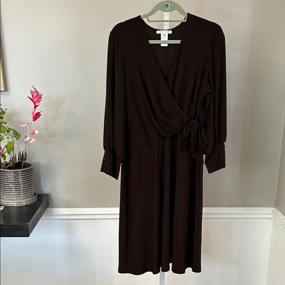 Sandra Darren Dark Brown Long Sleeve Dress